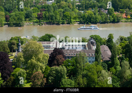 Deutschland, Renania settentrionale-Vestfalia, Rhein-Sieg-Kreis, Blick von Rolandsbogen auf die Rheininseln Nonnenwerth und Grafenwerth Foto Stock