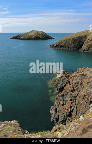 Strumble Head, Ynys Meicel, Ynys Onnen Pembrokeshire Foto Stock