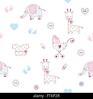 Carino baby doccia pattern Illustrazione Vettoriale