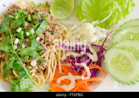 Spaghetti al sugo di maiale, stile tailandese cibo Foto Stock