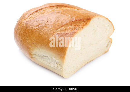 Pane bianco a fette isolato su uno sfondo bianco panificio Foto Stock