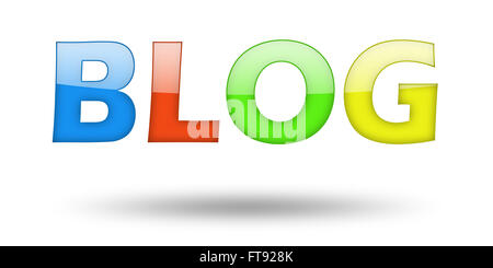 BLOG di testo con lettere colorate e di ombra. Foto Stock