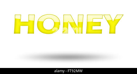 Il miele di testo con lettere di colore giallo e di ombra. Foto Stock