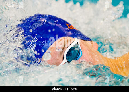 Atlanta, Georgia, Stati Uniti d'America. 25 Mar, 2016. Florida nuotatore Jan Switkowski durante gli uomini del NCAA Nuoto e Immersioni Subacquee campionato su Venerdì 25 Marzo, 2016 presso la Georgia Tech Campus Recreation Centre in Atlanta, GA. Giacobbe Kupferman/CSM Credito: Cal Sport Media/Alamy Live News Foto Stock