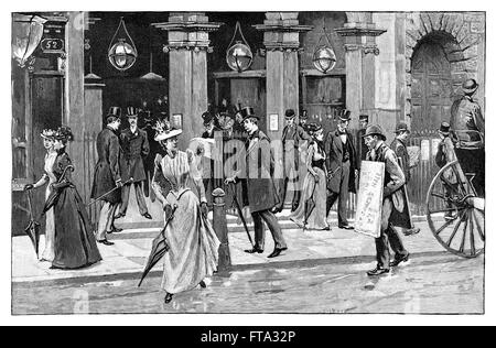 Bianco e nero incisione di Burlington Arcade e Piccadilly, Londra. Foto Stock