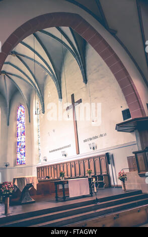 INTERLAKEN, Svizzera - 19 aprile: Schlosskirche Interlaken il 19 aprile. 2015 in Interlaken. Foto Stock