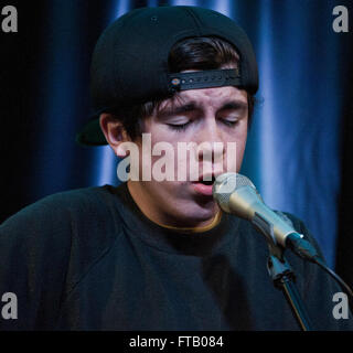 Bala Cynwyd, Pennsylvania, USA. 25 marzo, 2016. British Singer-Songwriter Declan McKenna visita Radio 1045. Foto Stock