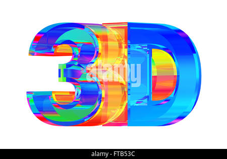 3D il Logo di vetro. Modello 3D su sfondo bianco. Foto Stock