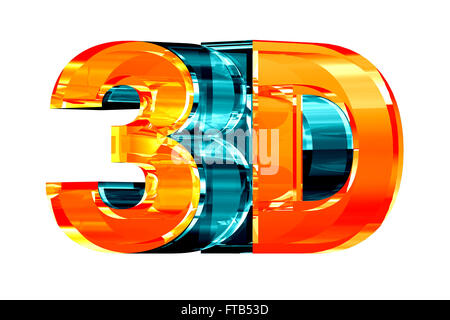 3D il Logo di vetro. Modello 3D su sfondo bianco. Foto Stock