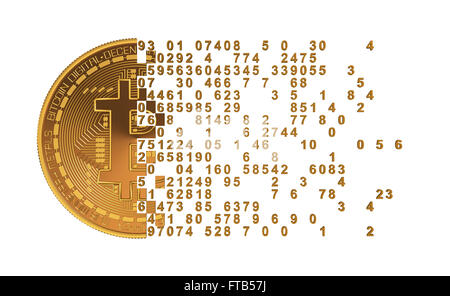 Bitcoin crollando in cifre Foto Stock