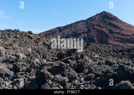 Los Volcanes parco naturale, Lanzarote, Isole Canarie Foto Stock