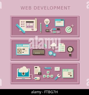 Design piatto concetto di programmazione web development Illustrazione Vettoriale