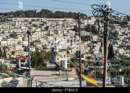 Appartamento case sulle colline di Silwan quartiere della periferia della Città Vecchia di Gerusalemme, Israele Foto Stock