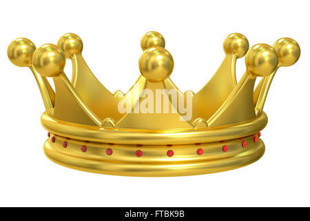 Golden Crown, rendering 3D isolati su sfondo bianco Foto Stock