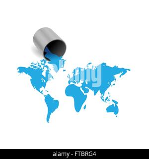 Mappa mondo illustrazione di vernice isolati su sfondo bianco Illustrazione Vettoriale