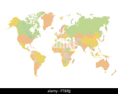 Colorata mappa del mondo Illustrazione Vettoriale