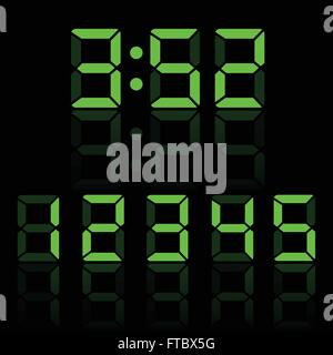 Vettore verde cifre orologio Illustrazione Vettoriale