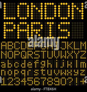 LED giallo alfabeto e numeri Illustrazione Vettoriale