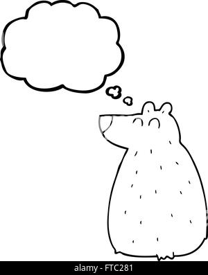 Disegnate a mano libera bolle di pensiero cartoon bear Illustrazione Vettoriale