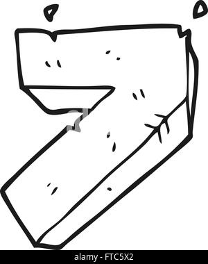 Freehand disegnati in bianco e nero cartoon stone numero sette Illustrazione Vettoriale