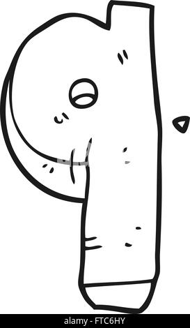 Freehand disegnati in bianco e nero cartoon stone numero nove Illustrazione Vettoriale