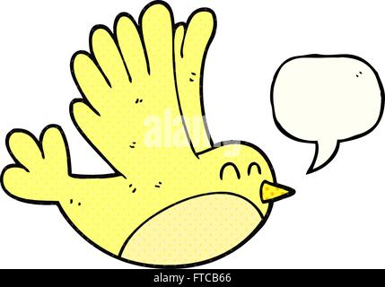 Freehand disegnate fumetto discorso bolla cartoon bird Illustrazione Vettoriale