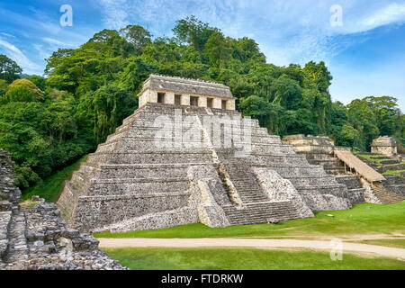 Palenque sito archeologico - il tempio di iscrizioni, rovine Maya, Messico, UNESCO Foto Stock