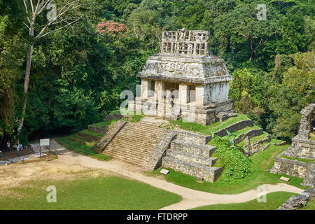 Il Tempio del Sole, antica città maya di Palenque, Chiapas, Messico Foto Stock