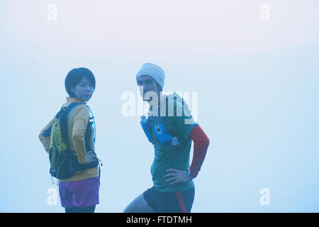 Traccia corridori a Mount Daibosatsu, Prefettura di Yamanashi, Giappone Foto Stock