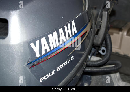 Fuoribordo Yamaha Four Stroke, barche a motore Foto Stock