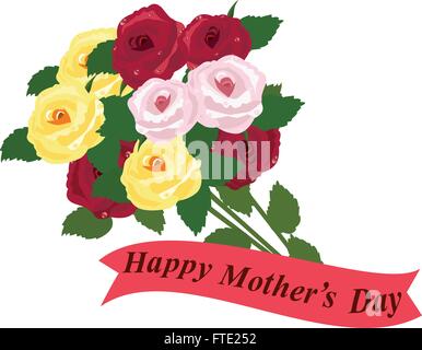 Illustrazione vettoriale di una giornata della madre scheda floreali Illustrazione Vettoriale