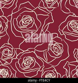 Modello senza cuciture con rose fiori. Illustrazione Vettoriale