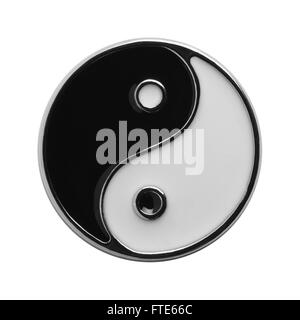 Bianco e Nero Yin Yang simbolo isolato su sfondo bianco. Foto Stock