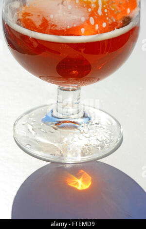 Bicchiere di birra la riflessione della luce Foto Stock
