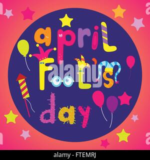 April Fools Day design. April Fools Day poster, card. Idea progettuale per tutti i fools day greeting card, promozione, poster Illustrazione Vettoriale