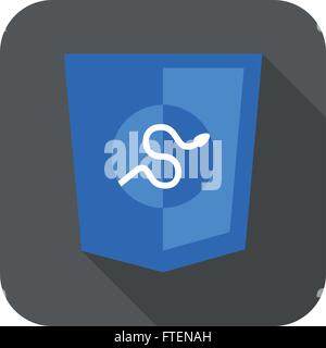 Round Icona del quadro di python linguaggio di programmazione il badge - isolato design piatto illustrazione Illustrazione Vettoriale