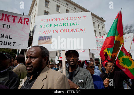 Venerdì, 11 marzo 2016, Washington DC USA: Proteste contro il governo etiope assassina guerra in Oromia, Etiopia Foto Stock