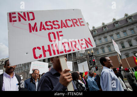 Venerdì, 11 marzo 2016, Washington DC USA: Proteste contro il governo etiope assassina guerra in Oromia, Etiopia Foto Stock