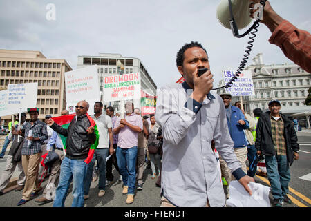 Venerdì, 11 marzo 2016, Washington DC USA: Proteste contro il governo etiope assassina guerra in Oromia, Etiopia Foto Stock