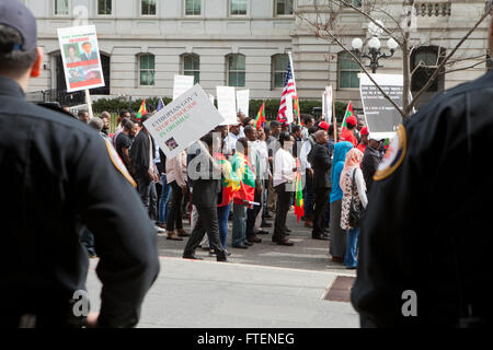 Venerdì, 11 marzo 2016, Washington DC USA: Proteste contro il governo etiope assassina guerra in Oromia, Etiopia Foto Stock