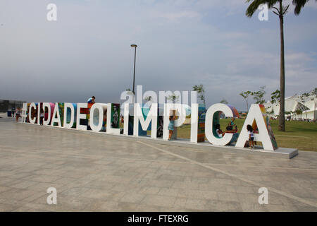 Giochi Olimpici segno a Rio de Janeiro in Brasile Foto Stock