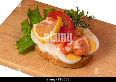 Sandwich scandinavo, cibo , i gamberetti e le uova Foto Stock