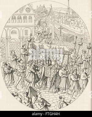 Questo lavoro del 1870 esplora la natura intrecciata della vita militare e religiosa durante il Medioevo e il Rinascimento, esaminando i ruoli della chiesa, dei militari e della loro influenza sociale durante questi periodi storici. Foto Stock