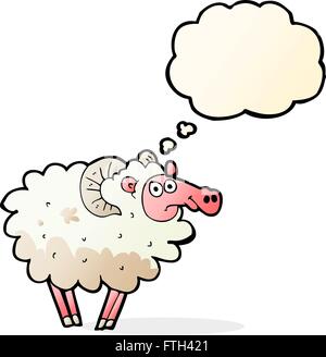 Cartoon dirty pecora con fumetto pensiero Illustrazione Vettoriale