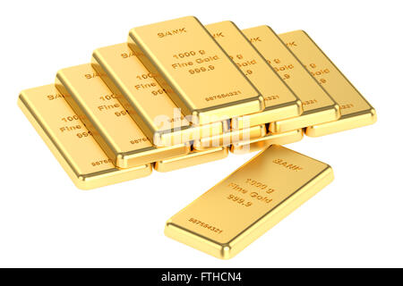 Real golden bar, rendering 3D Foto Stock