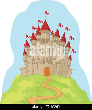 Bel castello sulla collina Illustrazione Vettoriale