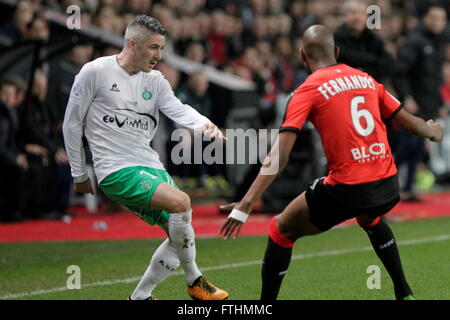 Fabien Lemoine quando uno league match Stade Rennais - come Saint Etienne Febbraio 4, 2016 a Roazhon park, Rennes Foto Stock