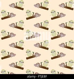 Modello di vettore con Cartoon carino bradipo Illustrazione Vettoriale