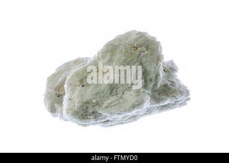 Albite, plagioclase feldspar campione minerale su sfondo bianco Foto Stock