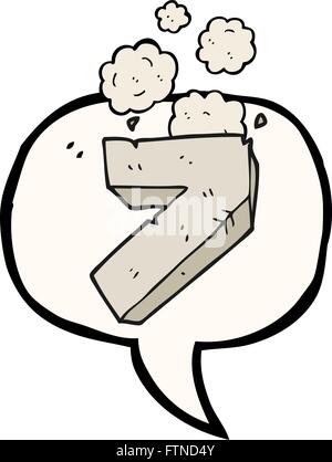 Disegnate a mano libera discorso bolla cartoon stone numero sette Illustrazione Vettoriale